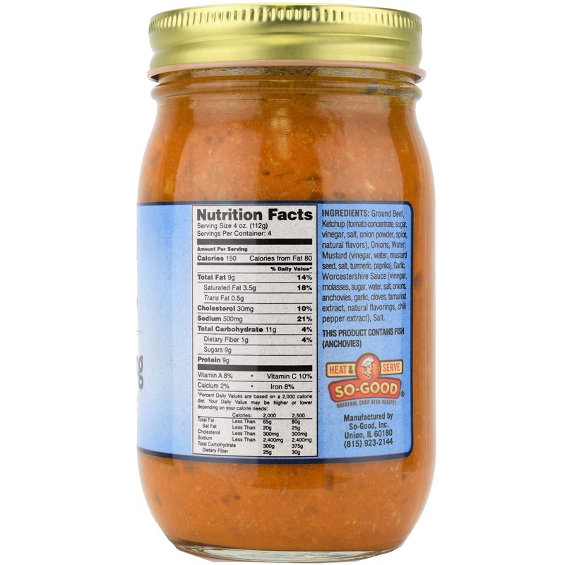 So-Good Sloppy Joe Filling with Ground Beef 16 oz Jar