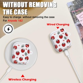 Cute Strawberry Case for Airpods 1/2 Cover with Lovely Keychain, Cute Unique Design Women Girls Protective Shockproof Soft TPU Premium Cover for Airpods 2nd Generation