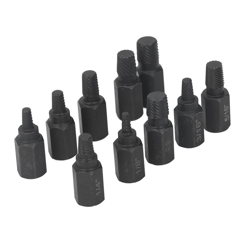 10Pcs Broken Screw Extractor Set 1/4 7/32 3/16 5/32 1/8