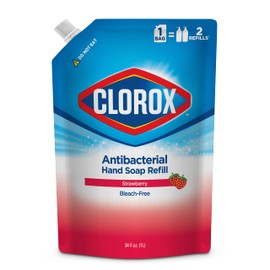 Clorox Antibacterial Liquid Hand Soap Refill, Strawberry Scent - Scented Hand Wash, Liquid Soap for Bathroom or Kitchen - Washes Away Dirt from Hands and Keeps Them Soft, 34 Fl Oz