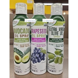 Simply Nature NON-GMO 100% Pure Avocado, Grapeseed & Extra Virgin Olive Oil Spray 4.7oz 134g (Three Bottles)