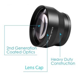 58mm 2.2X Telephoto Lens for Canon Rebel T3, T3i, T5, T5i, T6, T6i, T7i, EOS 80D, EOS 77D Cameras with Canon EF-S 18-55mm f/3.5-5.6 IS II, IS STM Lens