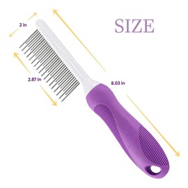 Pet Comb, 1Pc Detangling Pet Comb with Long and Short Stainless Steel Teeth Detangling Pet Comb with Stainless Steel Teeth Pet Hair Comb for Home Grooming Kit, Removes Knots Mats