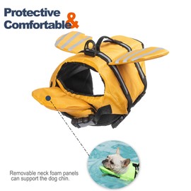 Petglad Dog Life Jacket, Wings Dog Life Vest with Chin Float Rescue Handle for Small Medium Large Dogs, Adjustable High Visibility Flotation Pet Safety Swim Vest for Swimming Boating (Yellow, S)