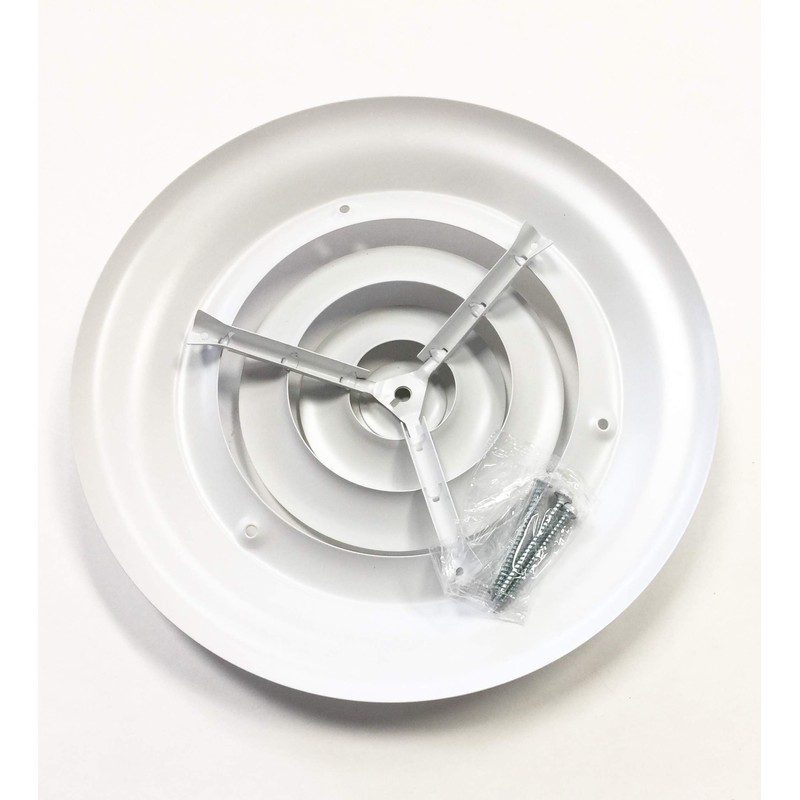 HBW 6" Round Ceiling Diffuser White Powder Coated with Outside