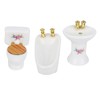 1/24 Dollhouse Miniature Bathroom Set Simulation Ceramic Bathtub Toilet Sink