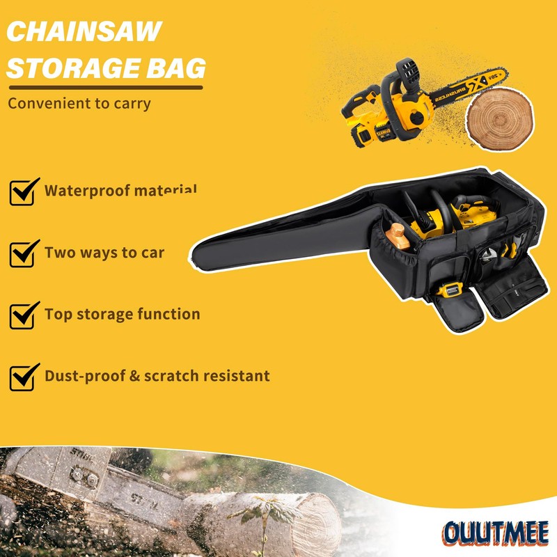 OUUTMEE Chainsaw Carrying Case, Waterproof Foldable Chainsaw Storage Bag Compatible