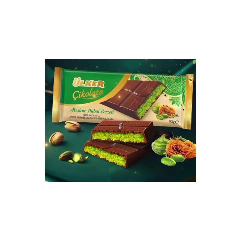 Dubai Chocolate - Milk Chocolate With Pistachio, 93 gram x