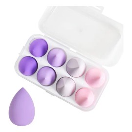 Kit Esponja De Maquillaje Base Rubor 8 Piezas Con Caja
