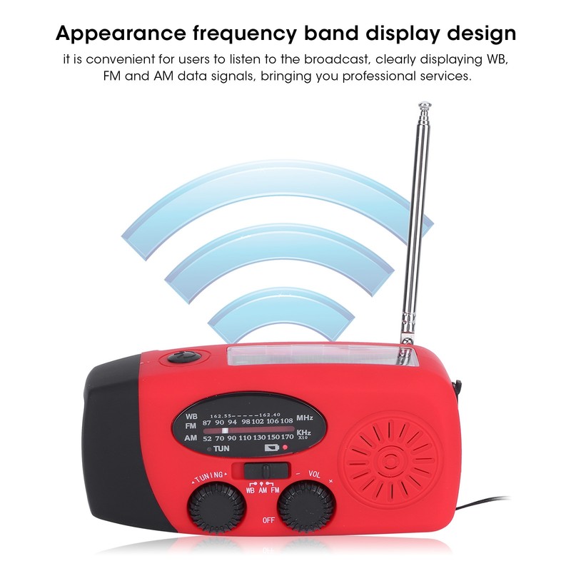 QQT088 ABS Solar Energy Emergency Multifunction Hand Crank Radio Support