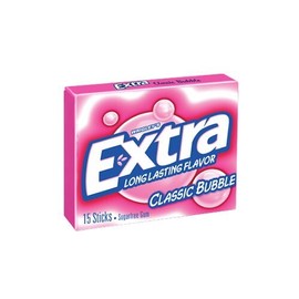 Extra Slim Pack Classic Bubble Gum Chewing Gum 15 sticks 5 Packs Free Shipping