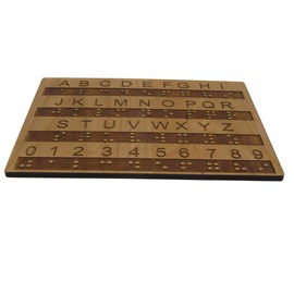 Creative Escape Rooms Raised Dots Braille Alphabet and Number Wood Board - Learn Braille - Tactile Montessori - Teaching Aid