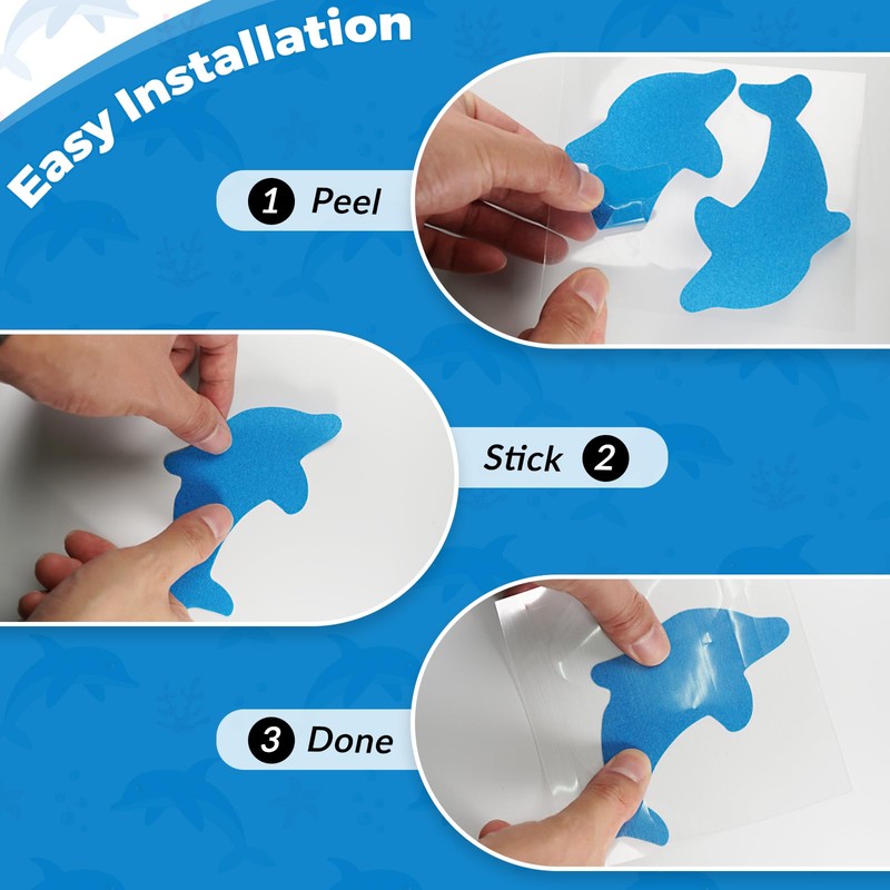 S&X Bathtub Non Slip Stickers,Grippy Dolphin Adhesive Treads – Fine