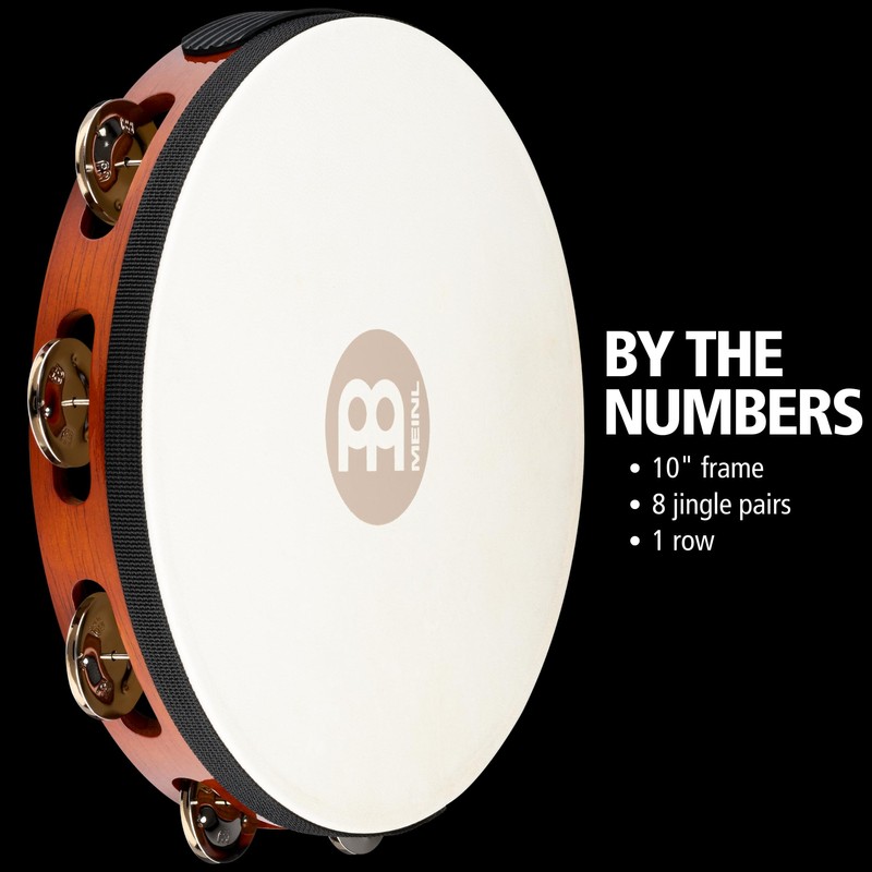 Meinl TAH1AB Headed Wood Tambourines with Steel Jingles, Brown, 2.0