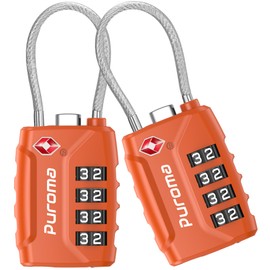Puroma 2 Pack TSA Approved Luggage Locks, 4 Digit Combination Travel Locks Resettable Code Lock with Zinc Alloy Body for Suitcase, Toolbox, Backpack, Bag, Gym Locker (Orange)