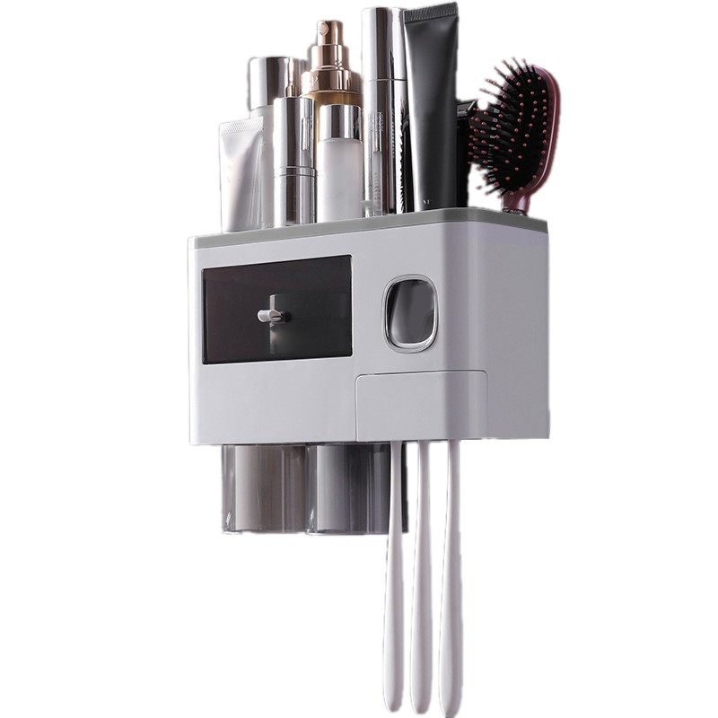 Wall Mounted Toothbrush Holder Multi Function Magnetic Absorption Bathroom Storage
