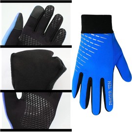 Winter Gloves Kids Boys Girls, Youth Running Biking Bike Warm Soccer Gloves Thermal Touchscreen for Cycling Sports Outdoor(Blue,XL)