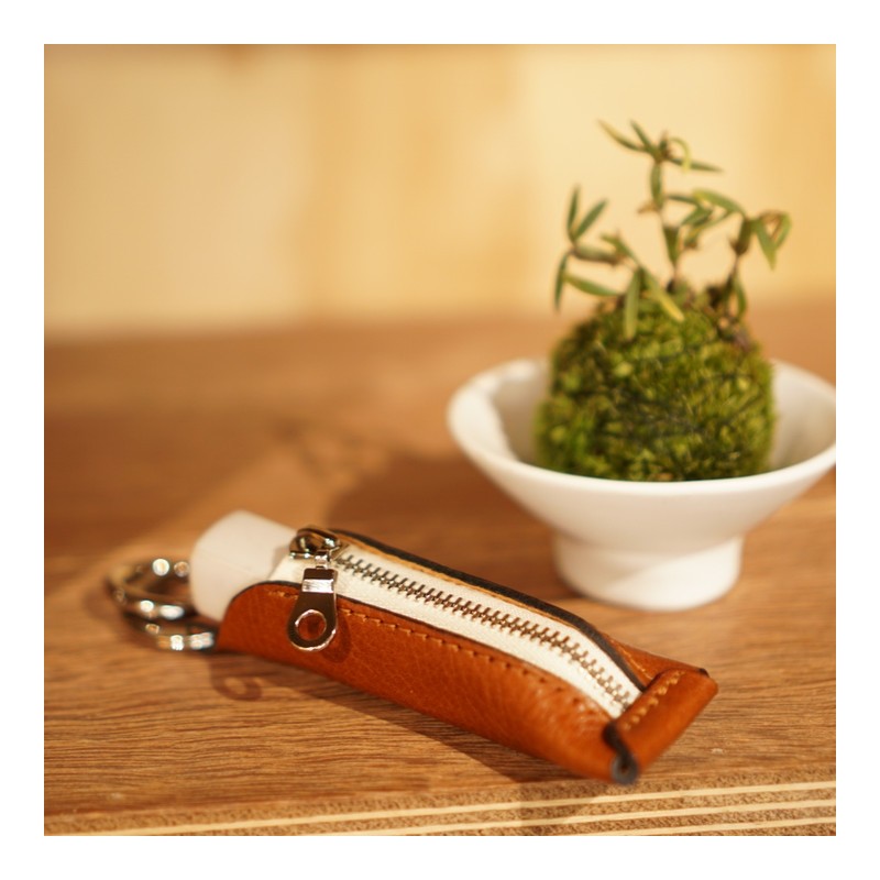Lip balm case cosmetics key ring - black + initial
