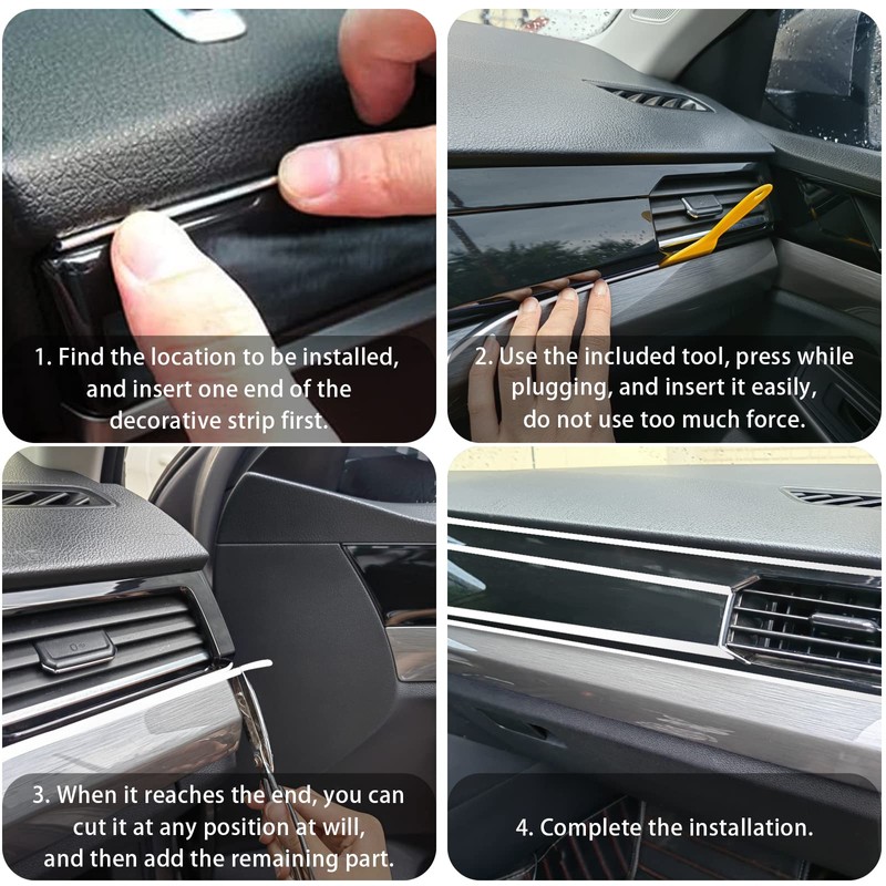 OSIFIT Car Interior Trim Strips, 16.4ft Electroplating Decoration Styling Door