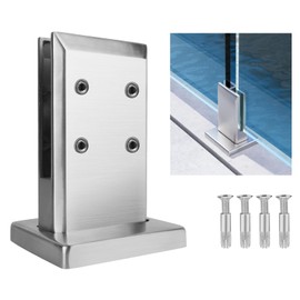 LukLoy 304 Stainless Steel Glass to Glass Spigot NW 1.4KG Heavy Duty Glass Railing Clamp Brush Glass Railing Spigot Home Garden Stairs Balustrade Railing Balcony Glass Floor Clamp (1, 180 Degree)