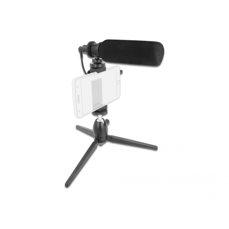 Delock Vlog Shotgun Microphone Set for Smartphones and DSLR Cameras