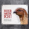 Metal Sign with Quail Motif and Saying "Betreten auf eigene