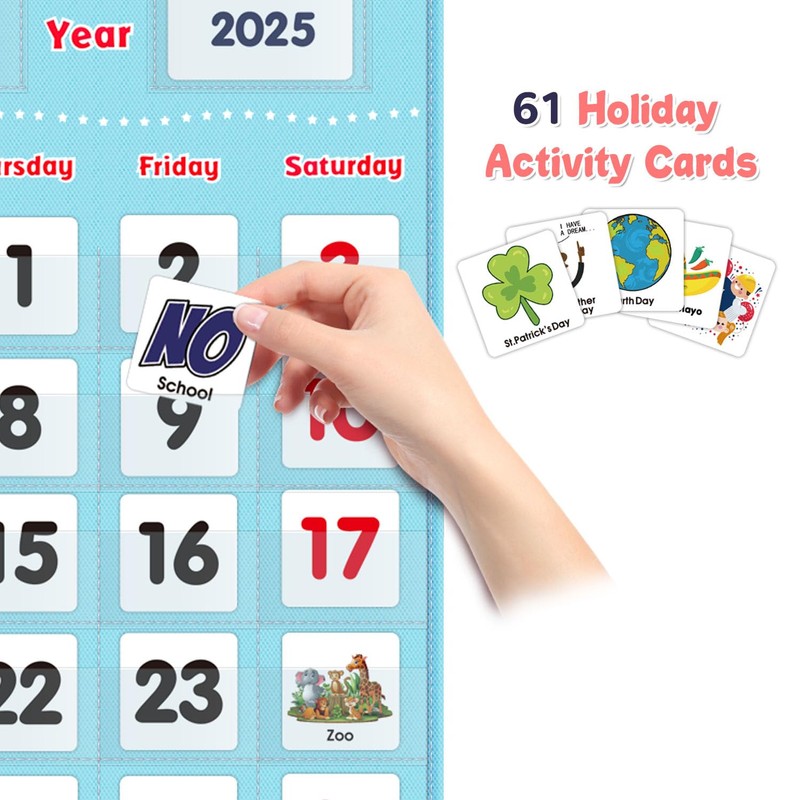 Educational Calendar and Weather Pocket Chart Set for Kids -