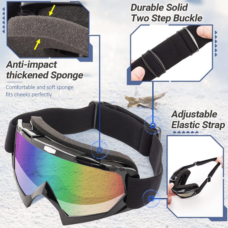 ZANZER Adult Ski Goggles, 2-Pack Snowboard Goggles for Youth, Teens,