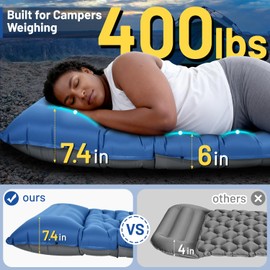 Oramoose Camping Sleeping Pad, Extra Thick 6 Inch Inflatable Camping Mat with Pillow Built-in Foot Pump Ultralight Portable Sleeping Pads Compact for Hiking Backpacking Travel Tent Car Camp Gear