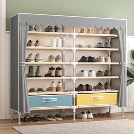 ArluKin Shoe Rack Storage Organize,Shoe Rack for Closet,Shoe Rack with Covers, Shoe Storage Organizer with Dustproof Cover for Doorway, Corridor, Balcony, Living Room (Grey - Plus)