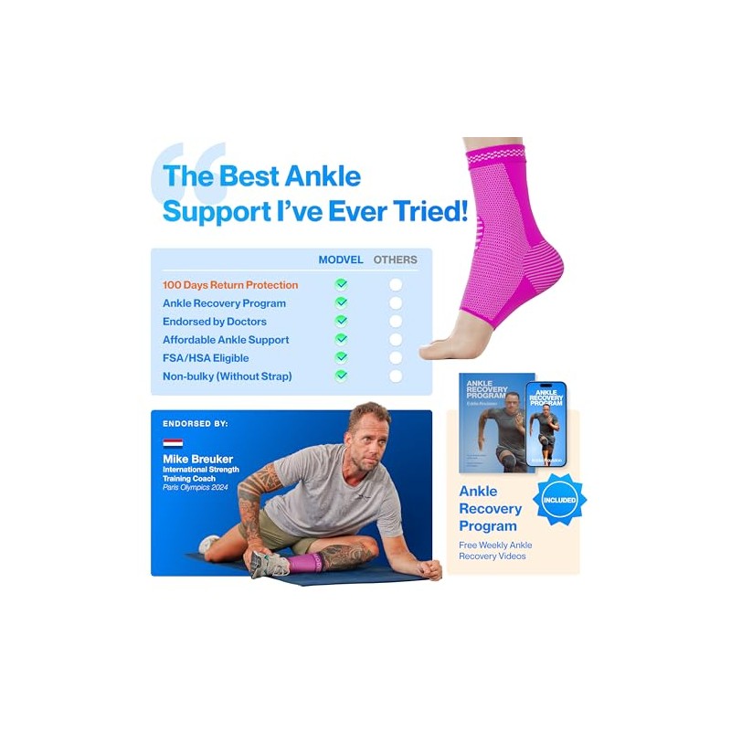 Modvel Foot & Ankle Brace Socks for Sprained Ankle Compression