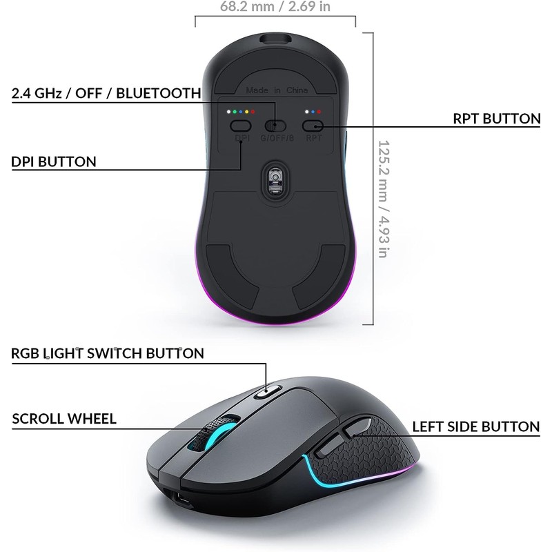 Keychron M3 Wireless Mouse, PAW3395 Sensor with Programmable Macro Button