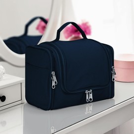 Vinsani Premium Toiletry Bag Large Capacity Many Compartments Hygiene Wash Bag Bathroom Shower Portable Hanging Travel Organiser for Men & Women Waterproof Cosmetic Makeup Toiletries – Navy