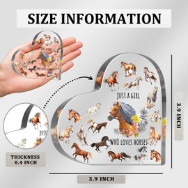 Horses Gifts for Horses Lovers, Horses Lover Birthday Gifts for Women, Just a Girl Who Loves Acrylic Sign, Horses Themed Paperweight Birthday Friendships Gifts, Desk Table Decor for Girls