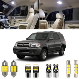 Xpismii 18 Piece 6000K White Sequoia Interior LED Light Kit Package Replacement for Toyota Sequoia 2001 2002 2003 2004 2005 2006 2007, with Placement Diagram and Install Tool
