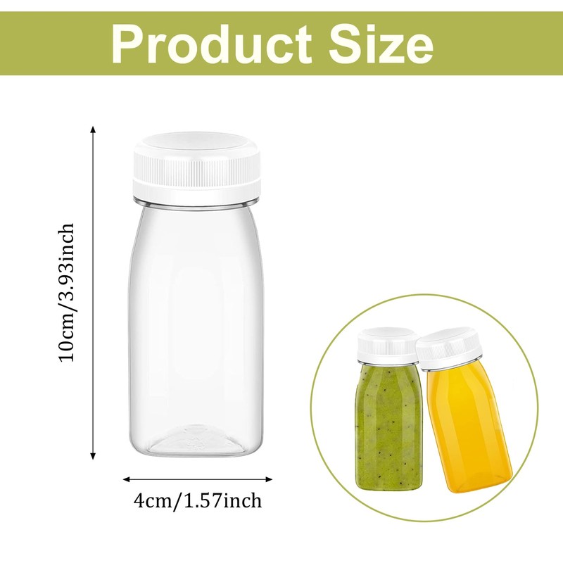 8 Pack 100ml Plastic Juice Bottles,Reusable Small Clear Juice Container,Mini