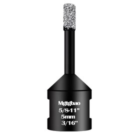 Mgtgbao 3/16 Inch (5mm) Dry Diamond Core Drill Bits, Vacuum Brazed Diamond Hole Saw Kit for Porcelain Ceramic Tile Granite Marble Stone Brick Glass with 5/8-11 Thread