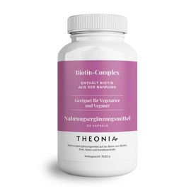 Theonia Biotin Complex Supplement - With Biotin, Selenium and Zinc - Supports Hair, Nails and Skin - Vegan, GMO Free - 60 Capsules