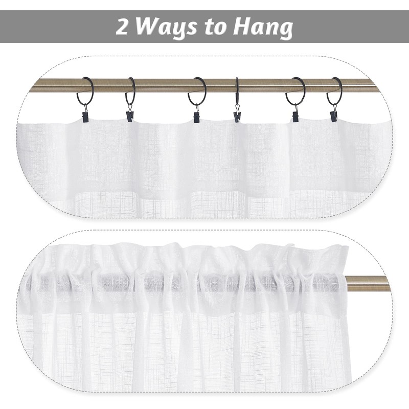 RYB HOME White Semi Sheer Curtains 84 inches Long -