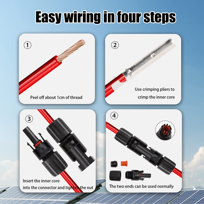 MC4 Solar Plug - 6 Pairs Male/Female, IP67 Waterproof, Solar
