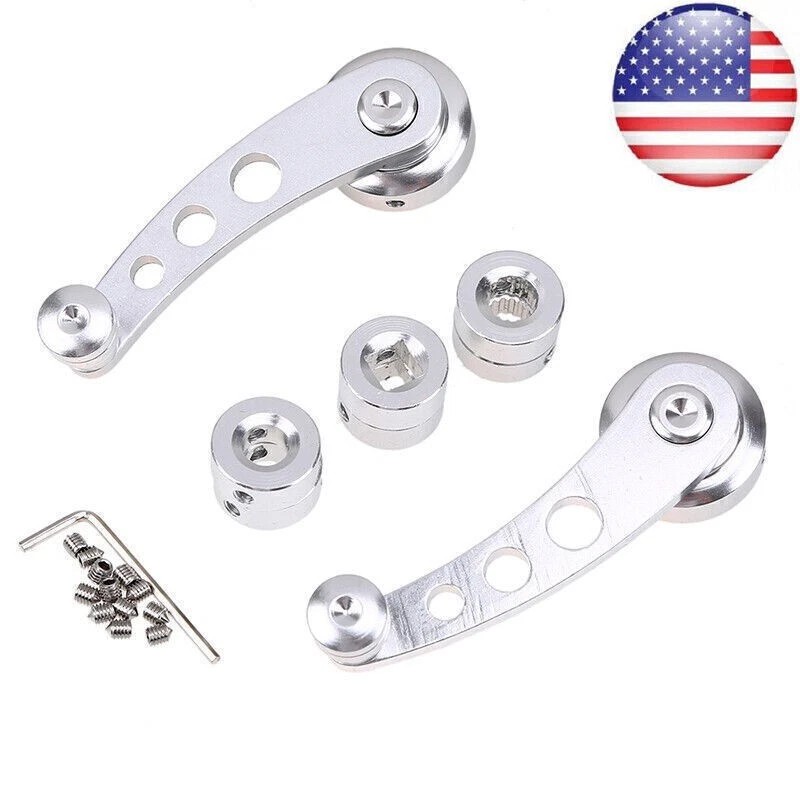 2x Billet Aluminum Window Crank Handle Chrome For Hot Rod