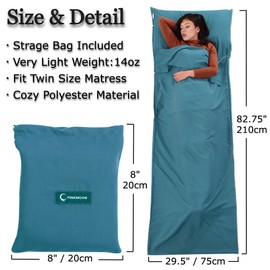 Two KAT Packable Ultralight Travel Sleeping Bag Liner, Lightweight Portable Compact Sleep Sack Sheet for Outdoor Camping Hiking Picnic Hotel (Green, 29.5" x 82.5")