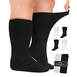 Pembrook Extra Wide Socks for Swollen Feet - 4 Pair Bariatric Socks for Edema and Lymphedema | Extra Wide Calf Socks