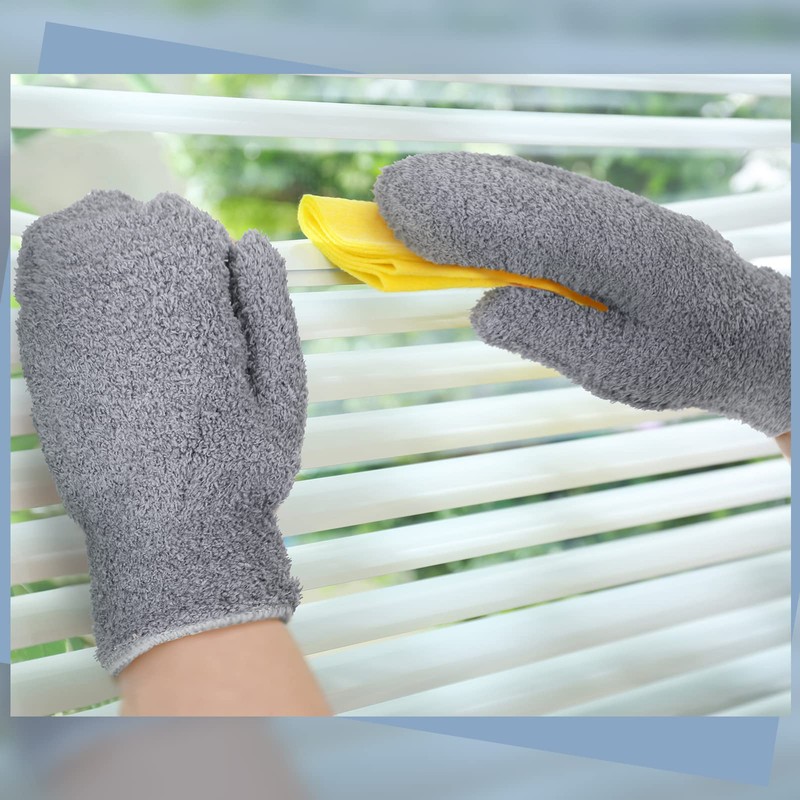 4 Pair Microfiber Dusting Mittens Reusable Women Cleaning Mittens with