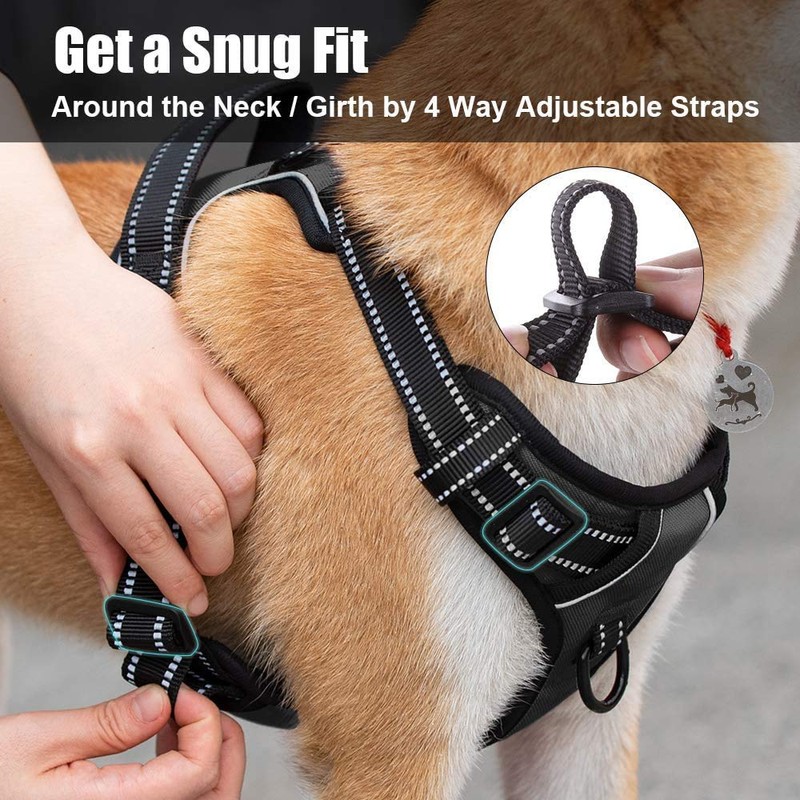 PoyPet No Pull Dog Harness, Reflective Vest Harness with 2
