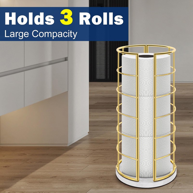 NearMoon Toilet Paper Organizer Stand, Free Standing 3 Rolls Tissue
