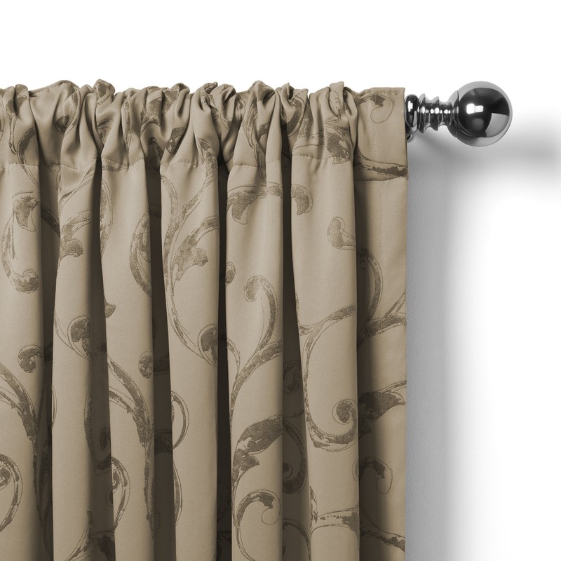 Elrene Home Fashions Mia Jacquard Scroll Blackout Window Curtain, 52"