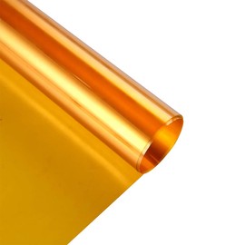 Transparent Decorative Window Film Anti UV Colorful Adhesive Vinyl Heat Insulation Solar Window Tinting Sheets Glass Film for Christmas Home Decoration, 17.7Inch x 78.7Inch, Gold