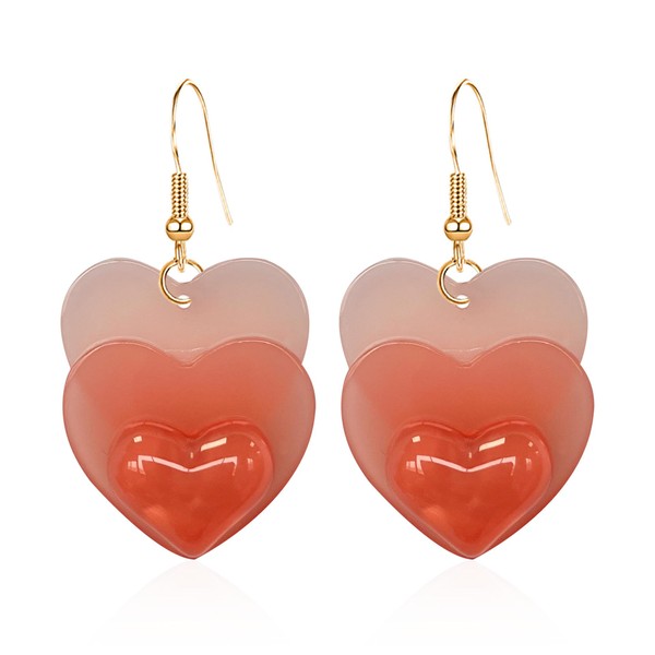 New Love Triple Heart Statement Dangle Earrings for Women Dangling