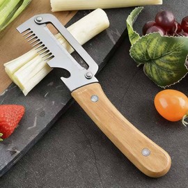 2-in-1 Stainless Steel Vegetable Peeler Bottle Opener Kitchen Tool with Wooden Handle Multi-Purpose Fruit Apple Potato Peeler for Home Kitchen Use